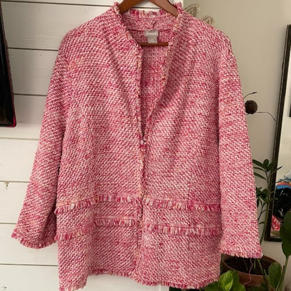 Chico's Textured Fringed Cardigan